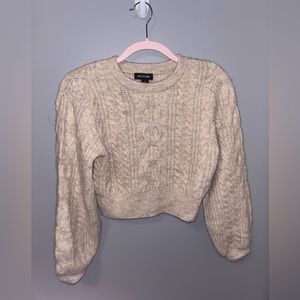 Cropped Cream Knit Sweater